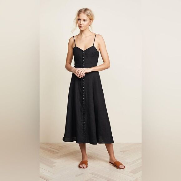NEW MARA HOFFMAN ROBYN Linen/hemp midi dress in black - Picture 3 of 11